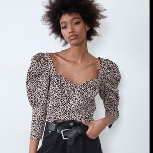 NWT ZARA ANIMAL PRINT POPLIN TOP